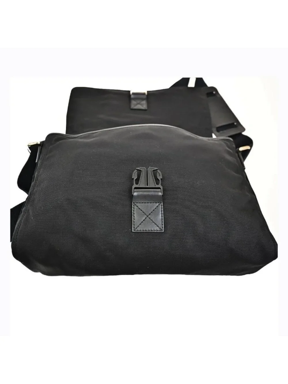 Gucci Sherry Line Messenger Bag Black Canvas Leather